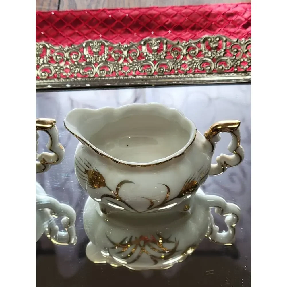 Vintage Lefton Gold Wheat Mini Sugar Creamer Set 20120 Tea Party Grandmacore